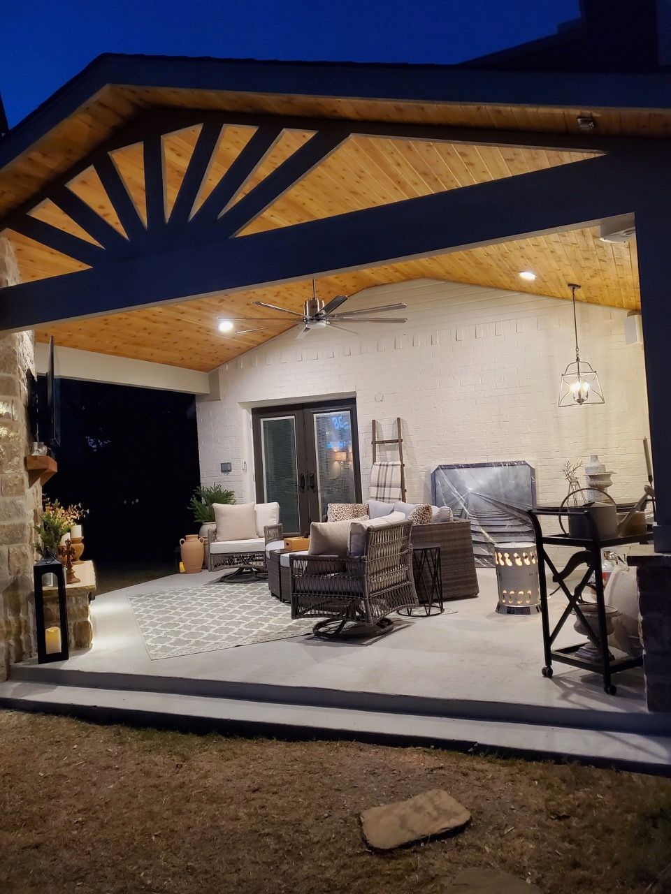 Finished patio cover in the Dallas area