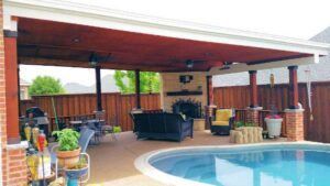 Finished outdoor living deck and patio